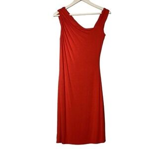 Calvin Klein Women Orange‎ Sleeveless Draped Neck Midi Dress